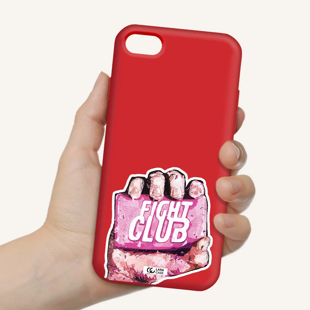 a hand holding a pink bag Apple iPhone 8 Silicone Imperial Red Case