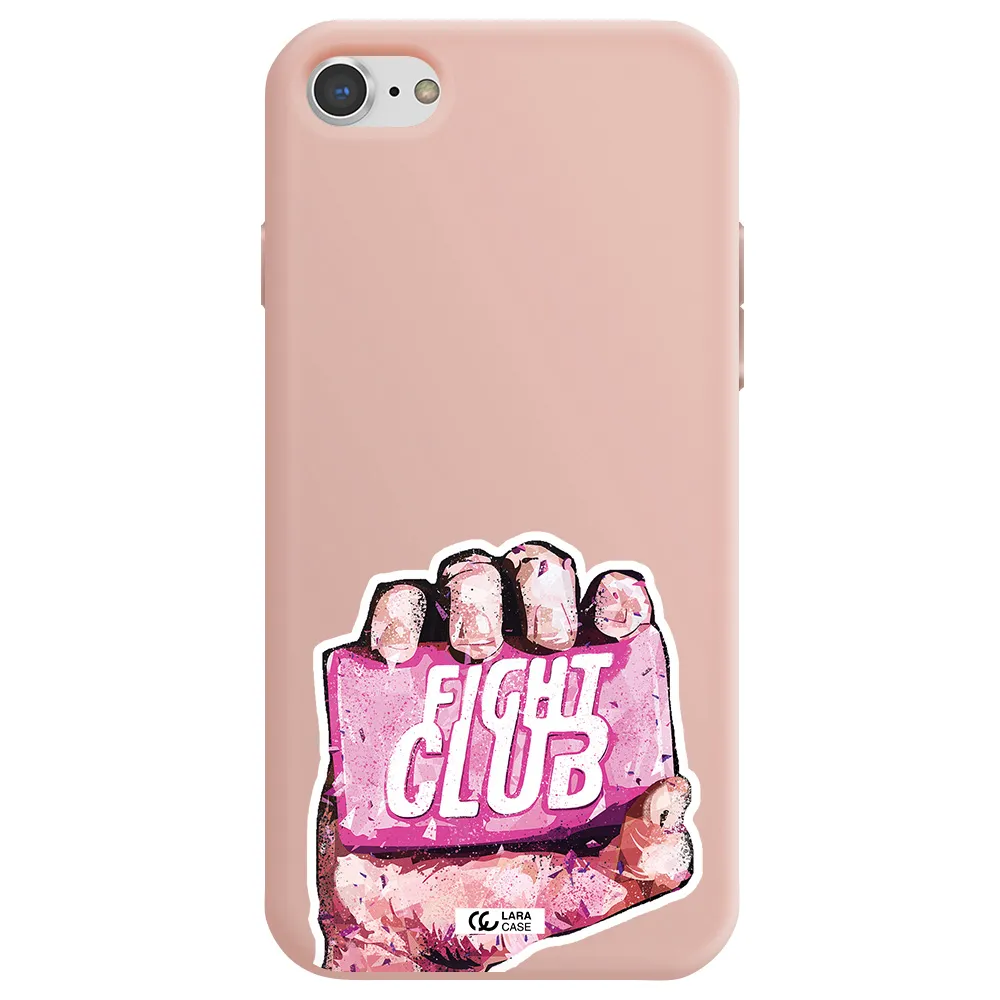 a hand holding a pink bag Apple iPhone 8 Silicone pastel pink Case