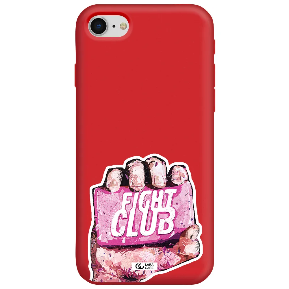 a hand holding a pink bag Apple iPhone se 2020 Silicone Imperial Red Case