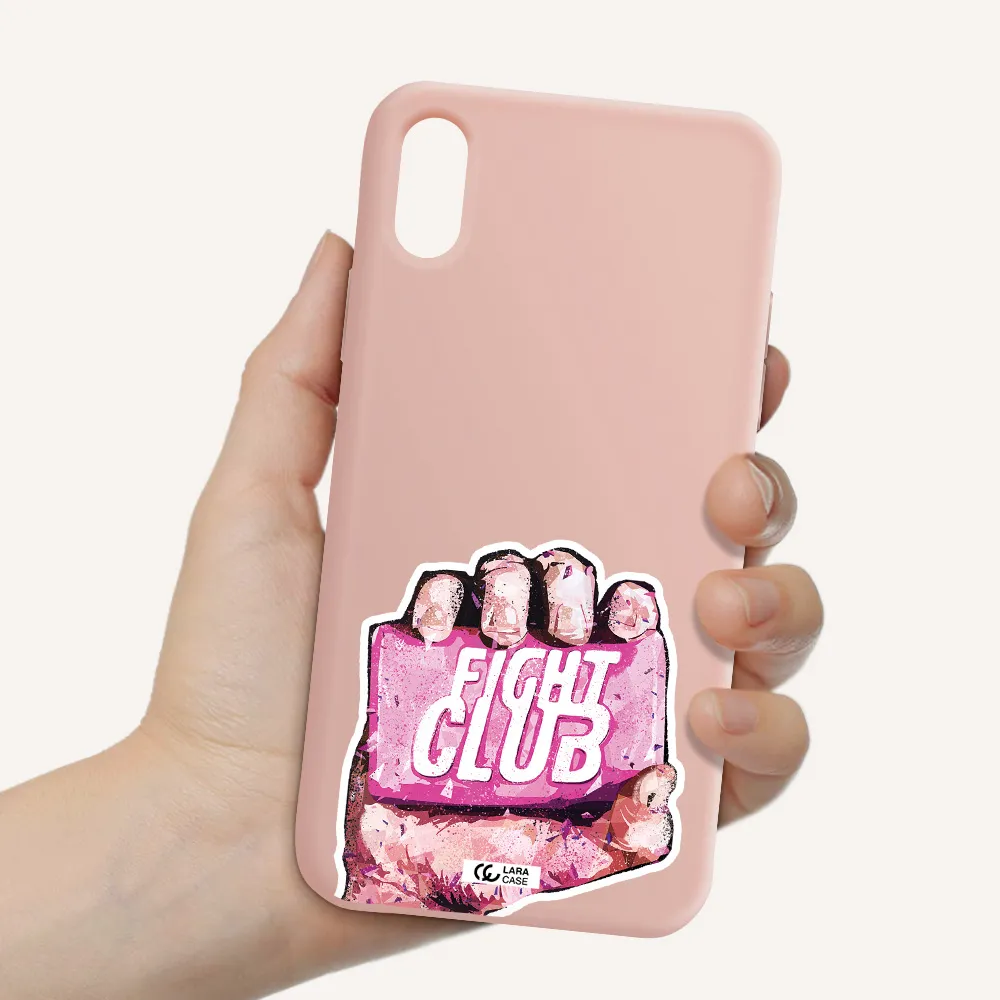 a hand holding a pink bag Apple iPhone X Silicone pastel pink Case