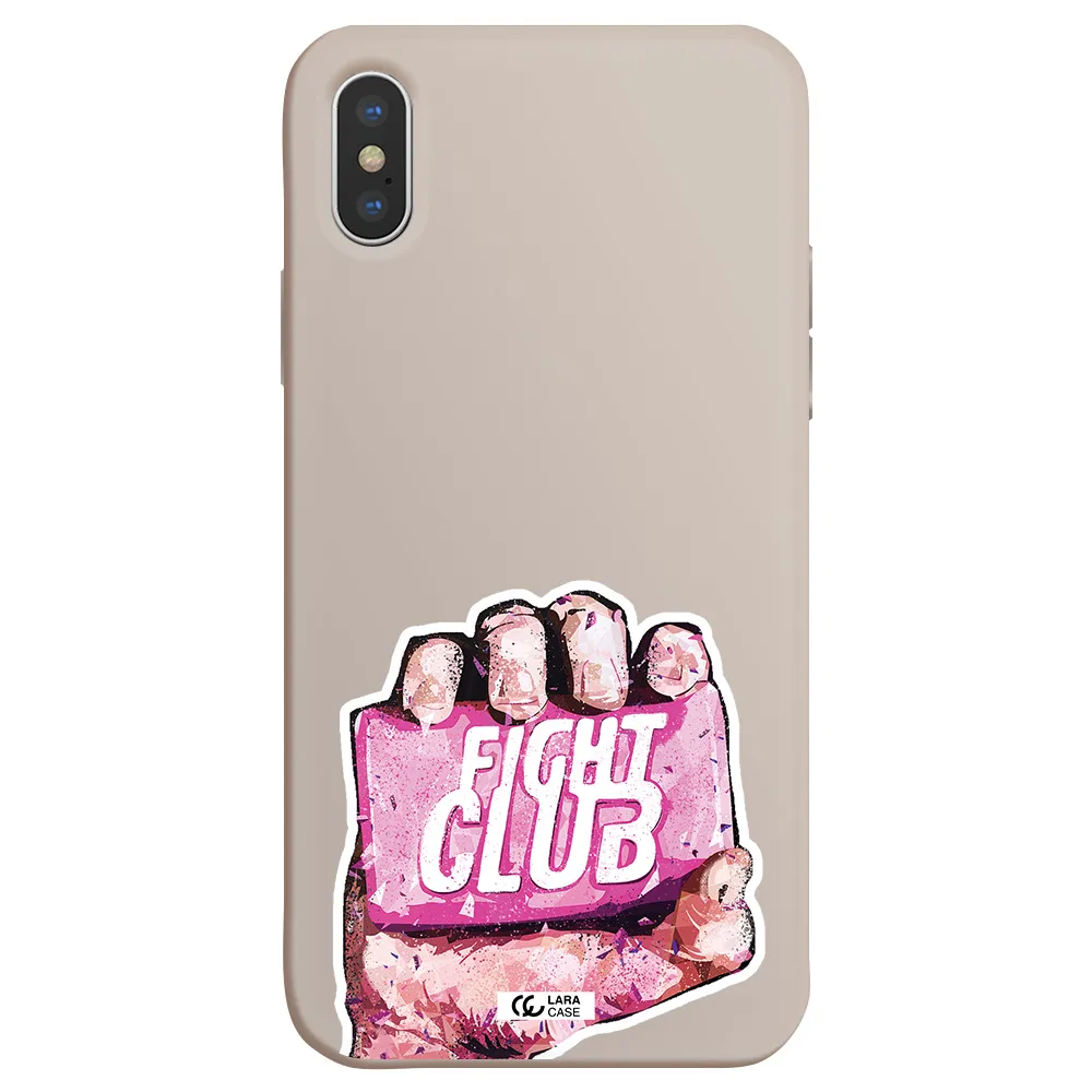 a hand holding a pink bag Apple iPhone X Silicone Stone Case