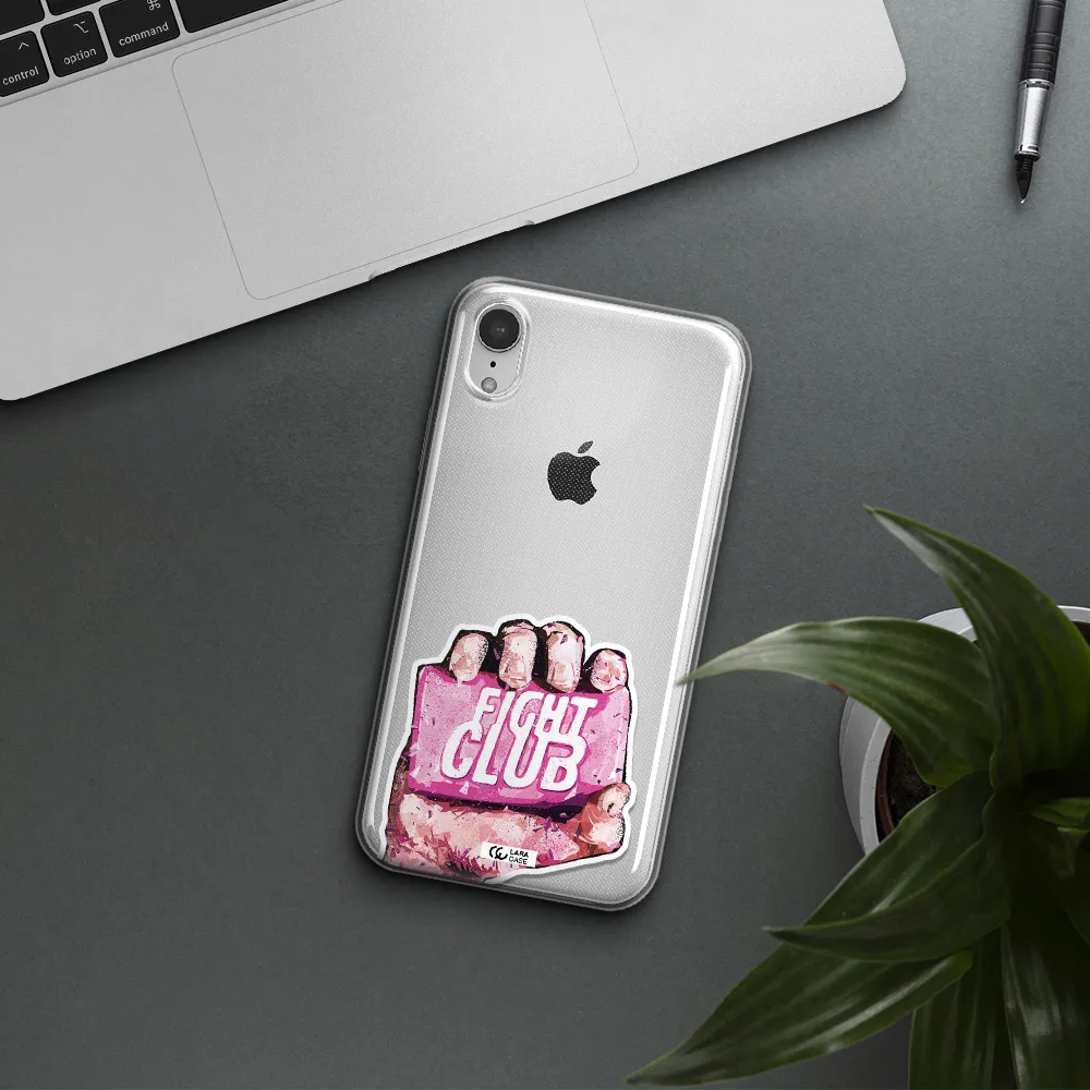 a hand holding a pink bag Apple iPhone XR Clear TPU Case