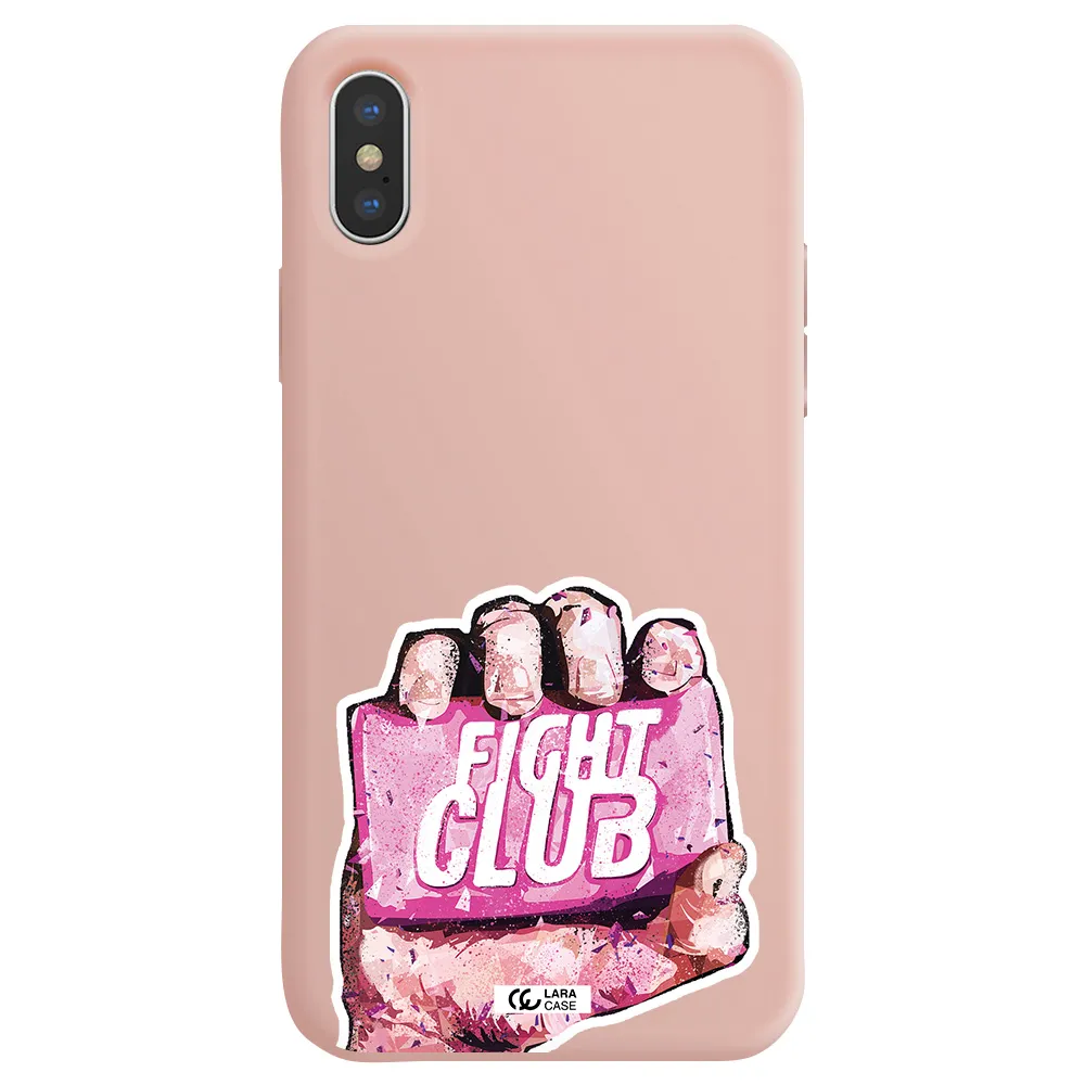 a hand holding a pink bag Apple iPhone XS Silicone pastel pink Case