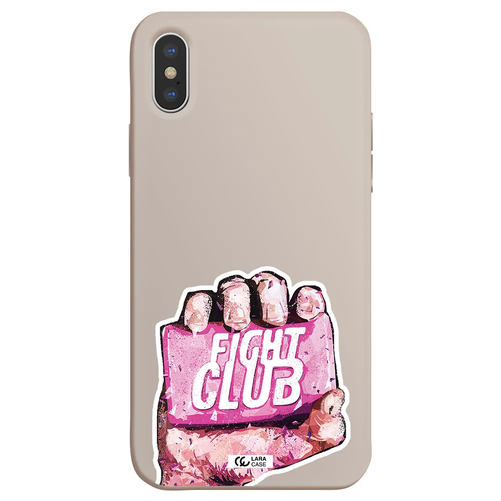 a hand holding a pink bag Apple iPhone XS Silicone Stone Case