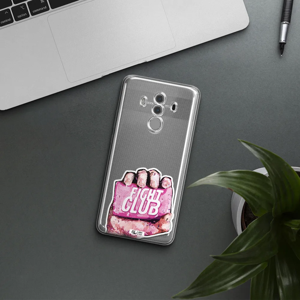 a hand holding a pink bag Huawei Mate 10 Pro Clear TPU Case