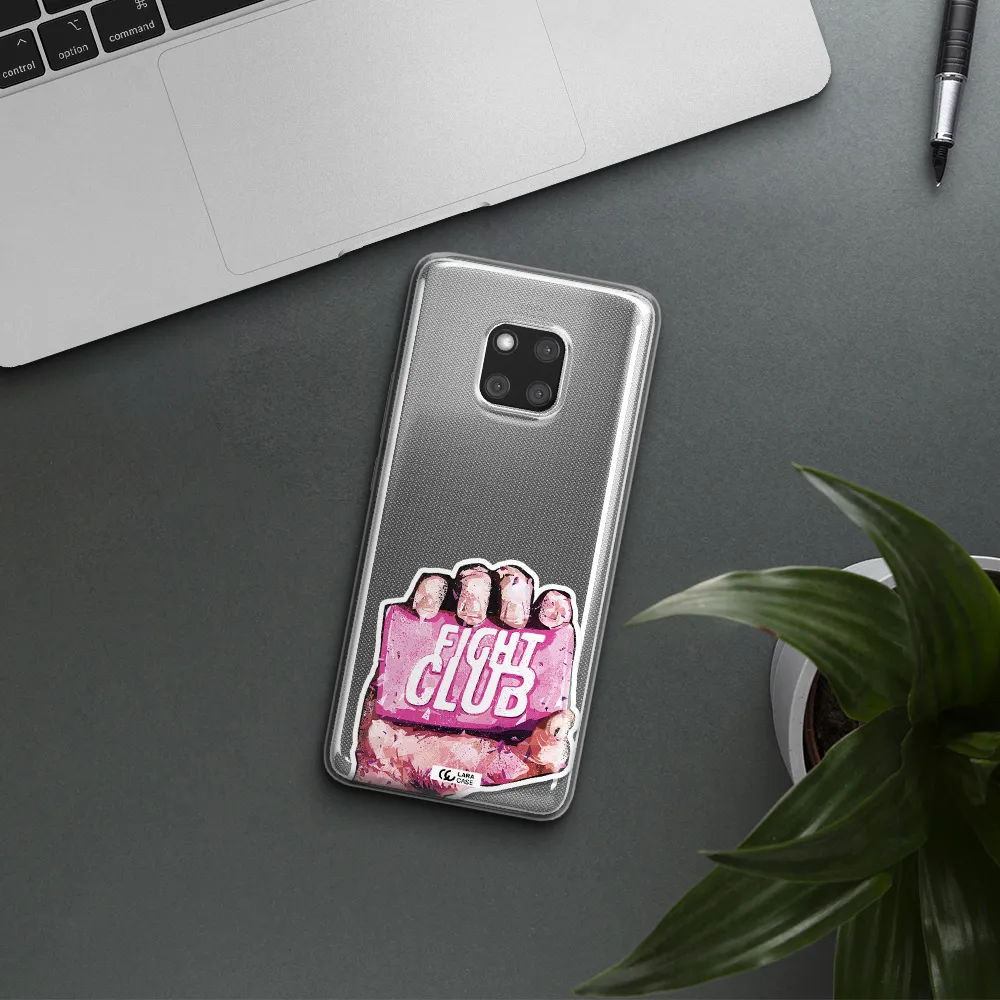 a hand holding a pink bag Huawei Mate 20 Pro Clear TPU Case