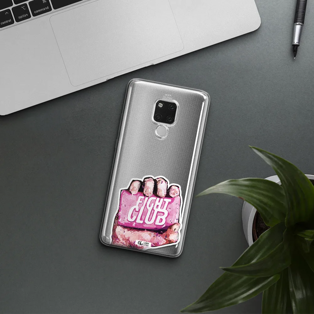 a hand holding a pink bag Huawei Mate 20X Clear TPU Case