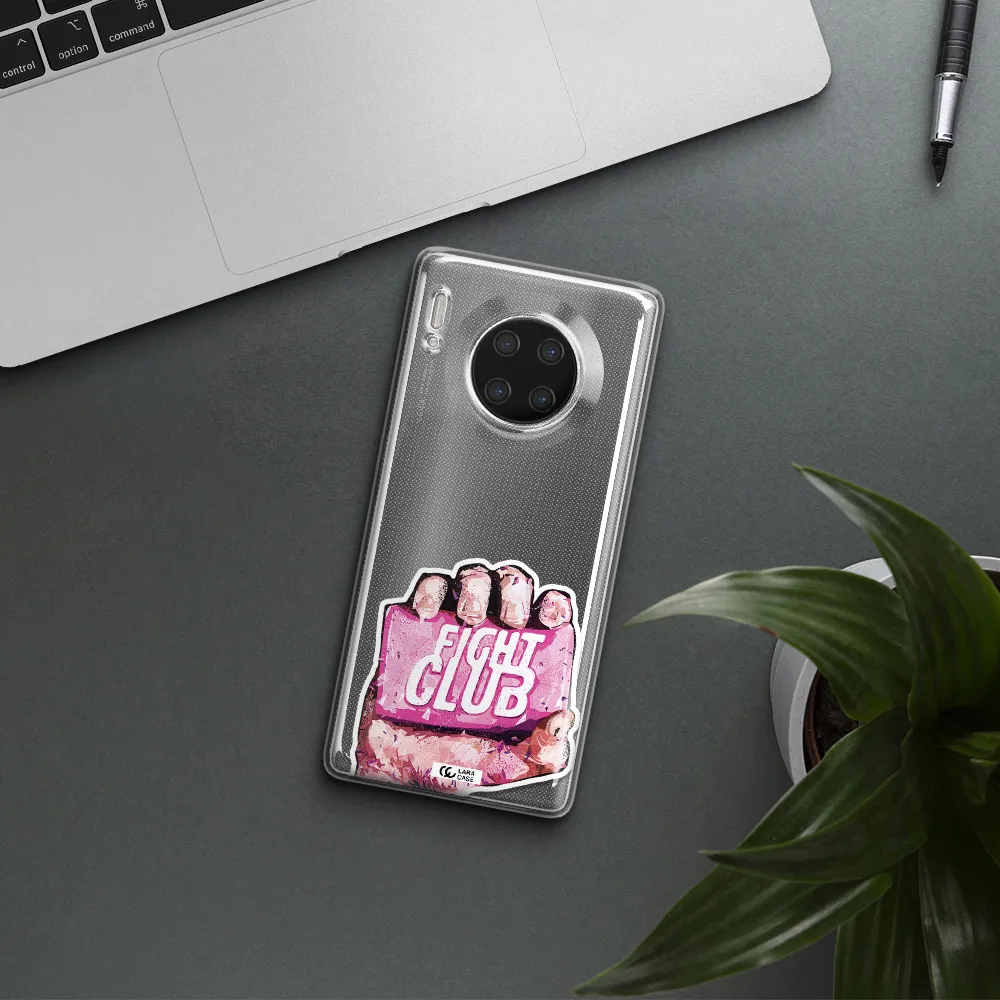 a hand holding a pink bag Huawei Mate 30 Pro Clear TPU Case