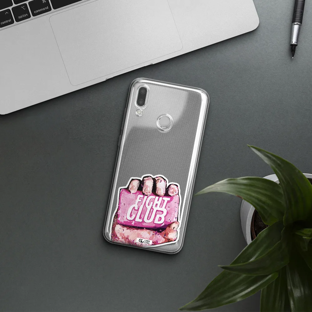 a hand holding a pink bag Huawei P Smart 2019 Clear TPU Case