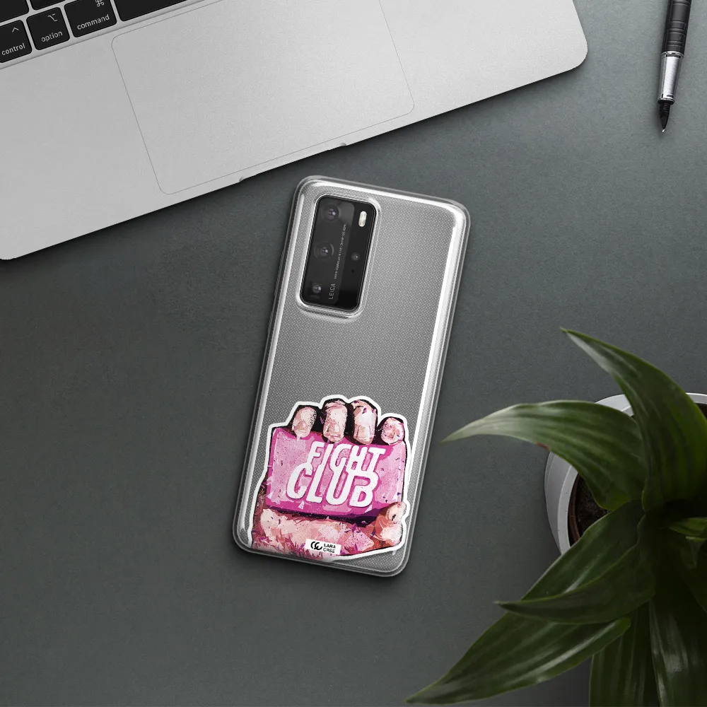 a hand holding a pink bag Huawei P40 Pro Clear TPU Case