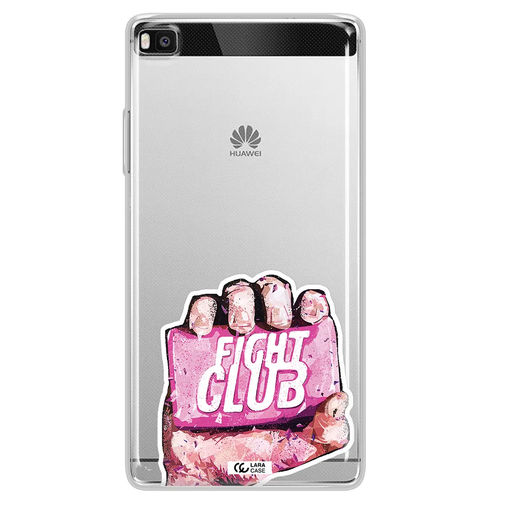 a hand holding a pink bag Huawei P8 Clear TPU Case