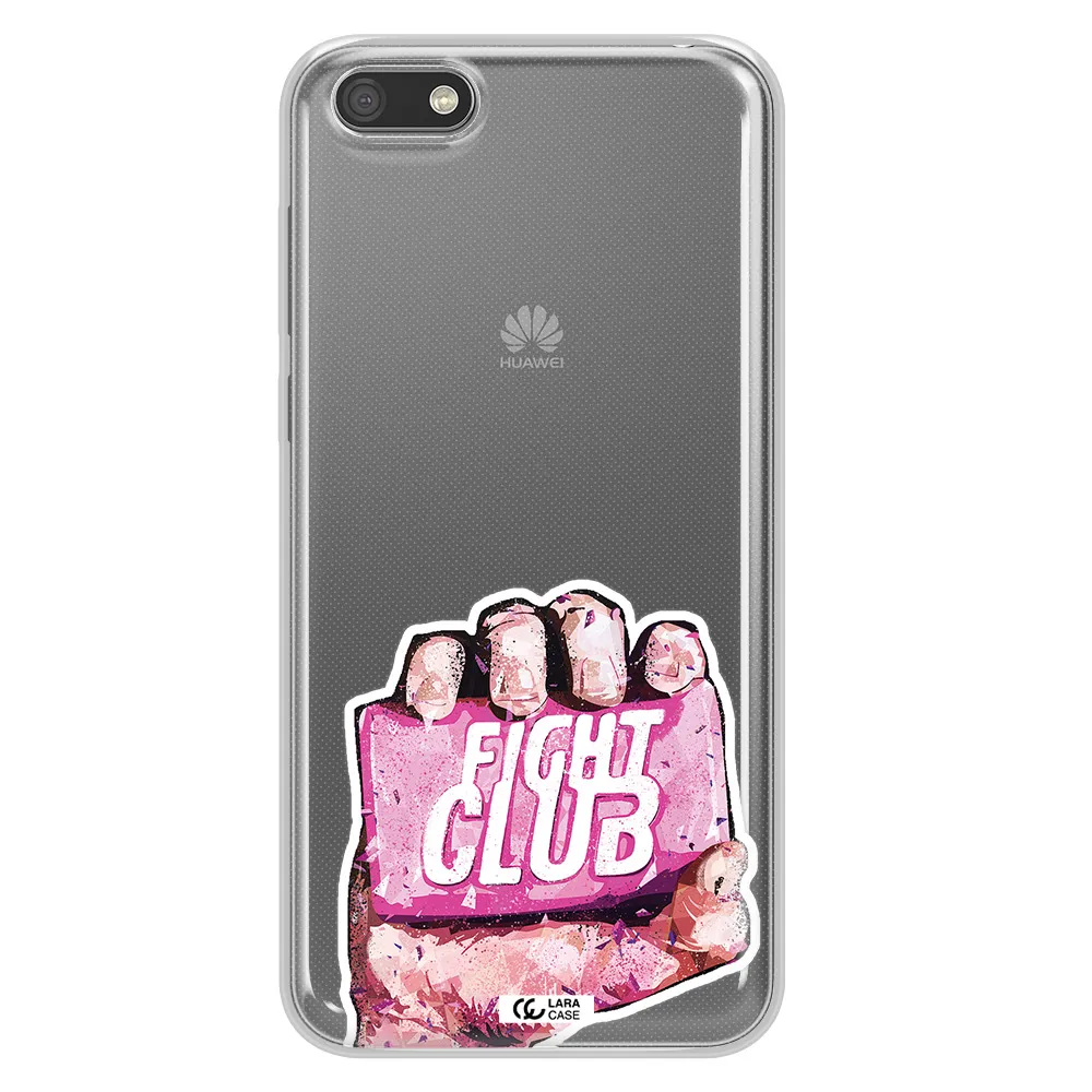 a hand holding a pink bag Huawei Y5 2018 Clear TPU Case