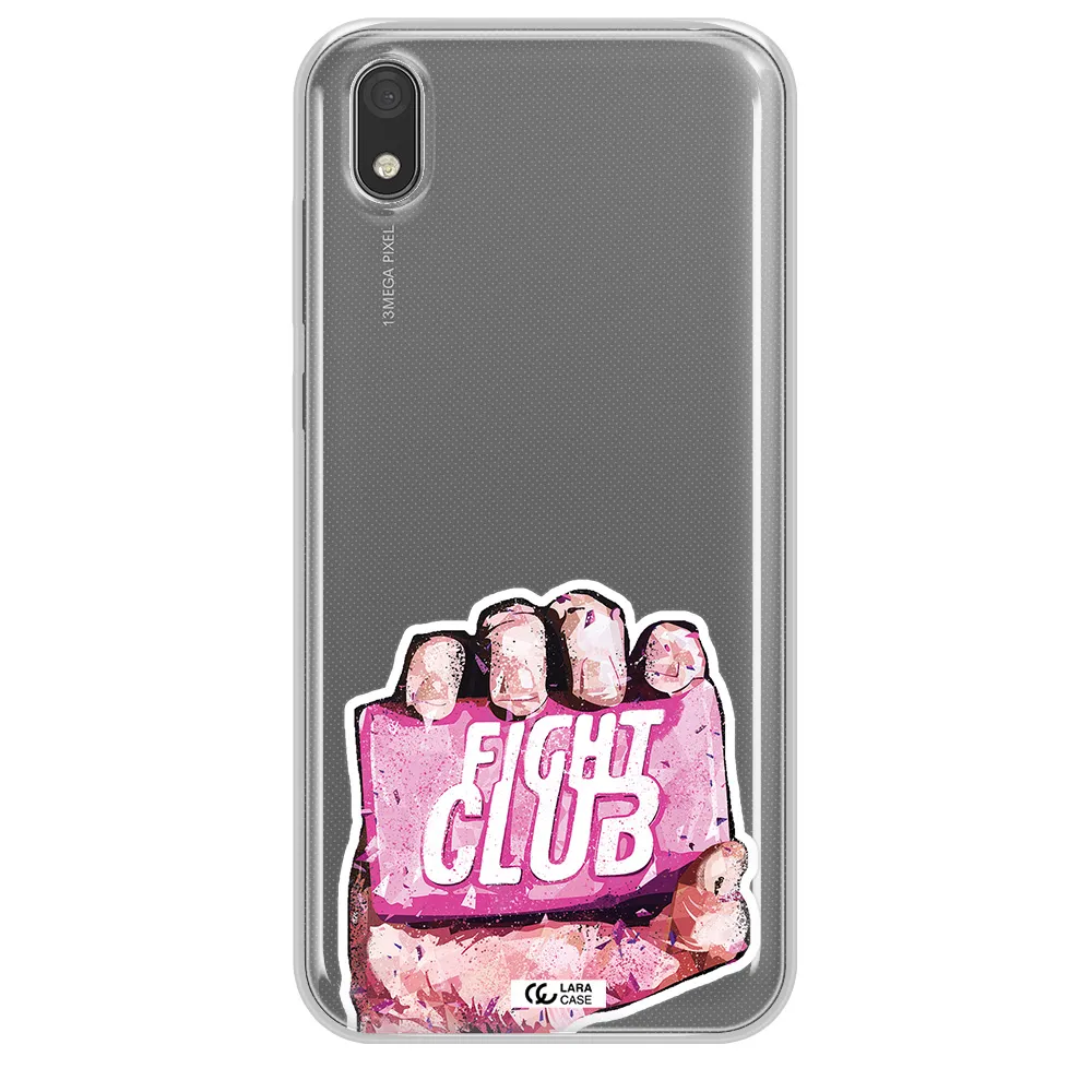 a hand holding a pink bag Huawei Y5 2019 Clear TPU Case
