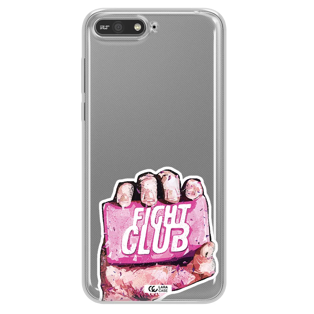 a hand holding a pink bag Huawei Y6 2018 Clear TPU Case