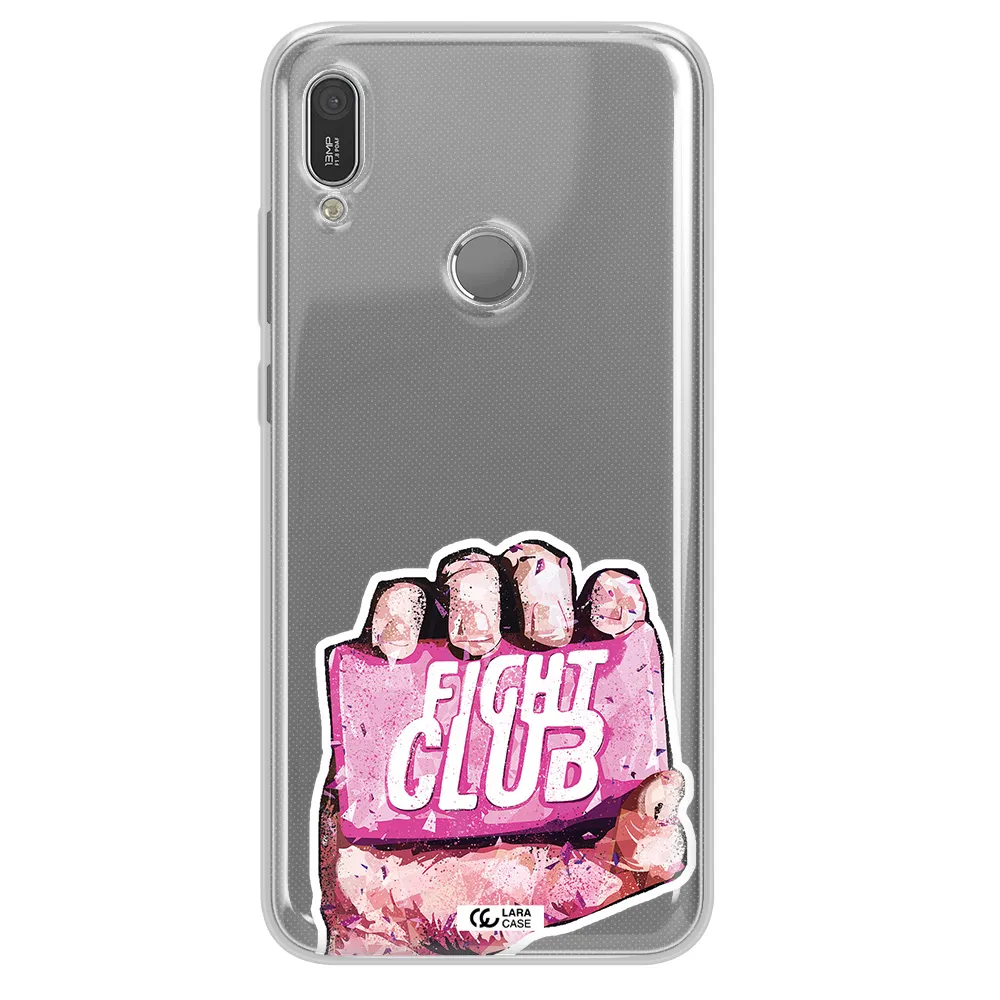 a hand holding a pink bag Huawei Y6 2019 Clear TPU Case
