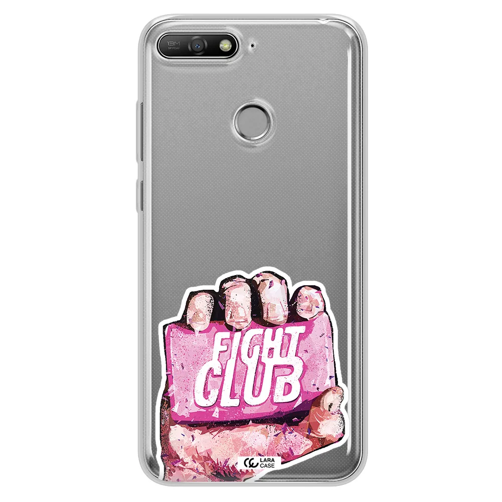 a hand holding a pink bag Huawei Y6 Prime 2018 Clear TPU Case