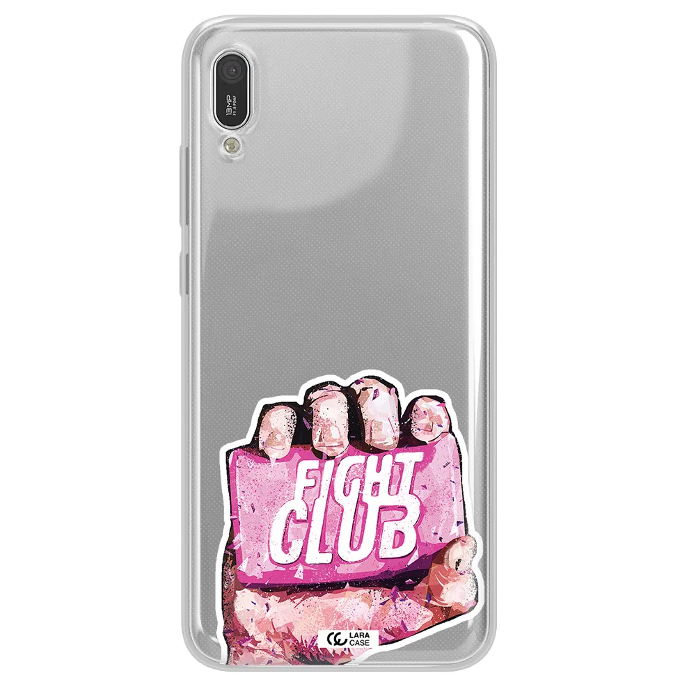 a hand holding a pink bag Huawei Y6 Pro 2019 Clear TPU Case