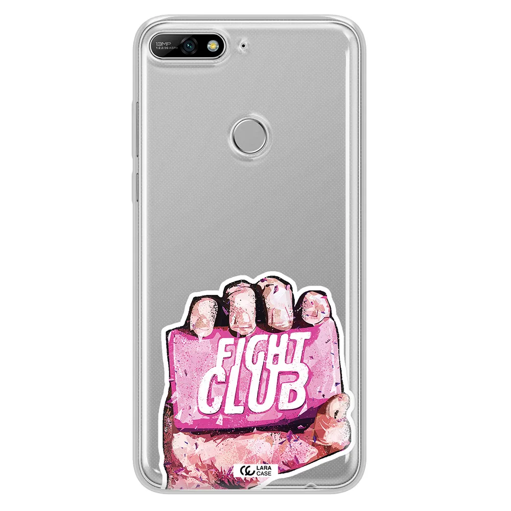 a hand holding a pink bag Huawei Y7 2018 Clear TPU Case