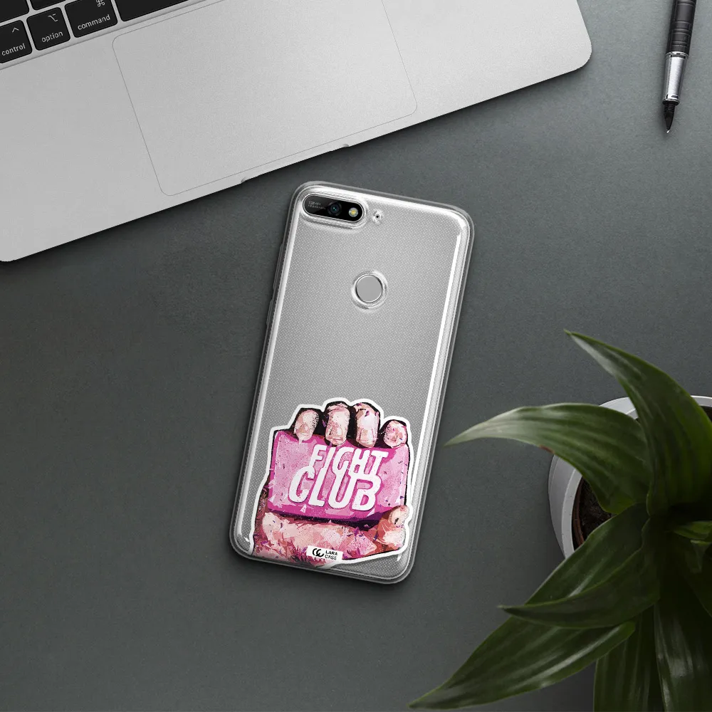 a hand holding a pink bag Huawei Y7 2018 Clear TPU Case