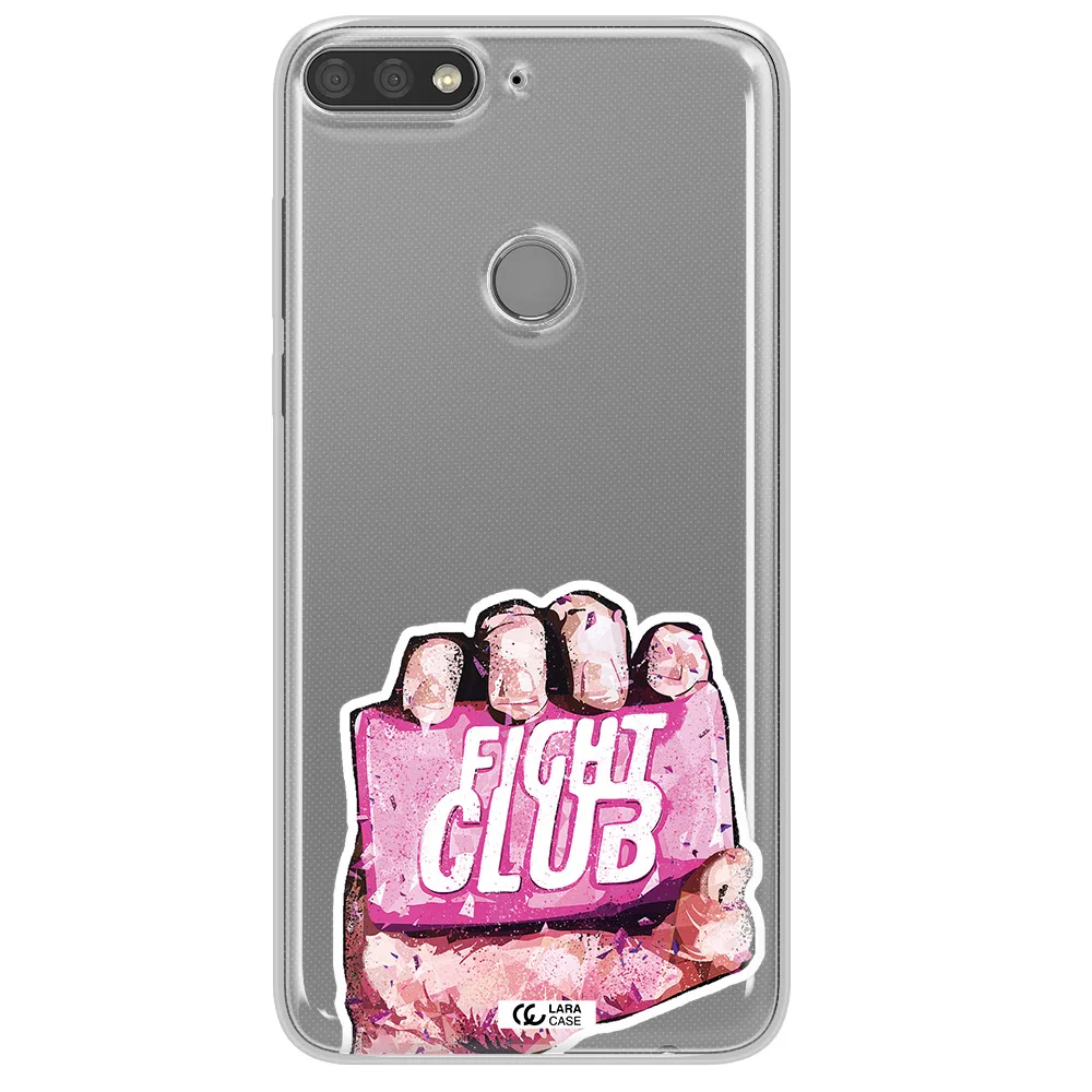 a hand holding a pink bag Huawei Y7 Prime 2018 Clear TPU Case