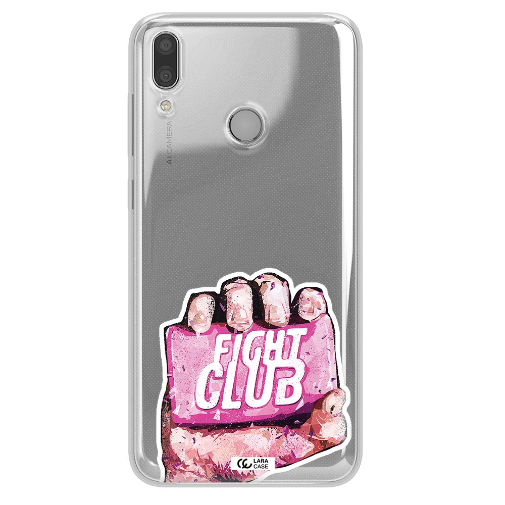 a hand holding a pink bag Huawei Y9 2019 Clear TPU Case