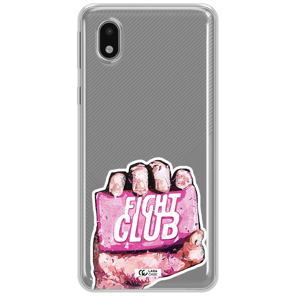 A Hand Holding A Pink Bag Samsung A01 Core Clear Tpu Case