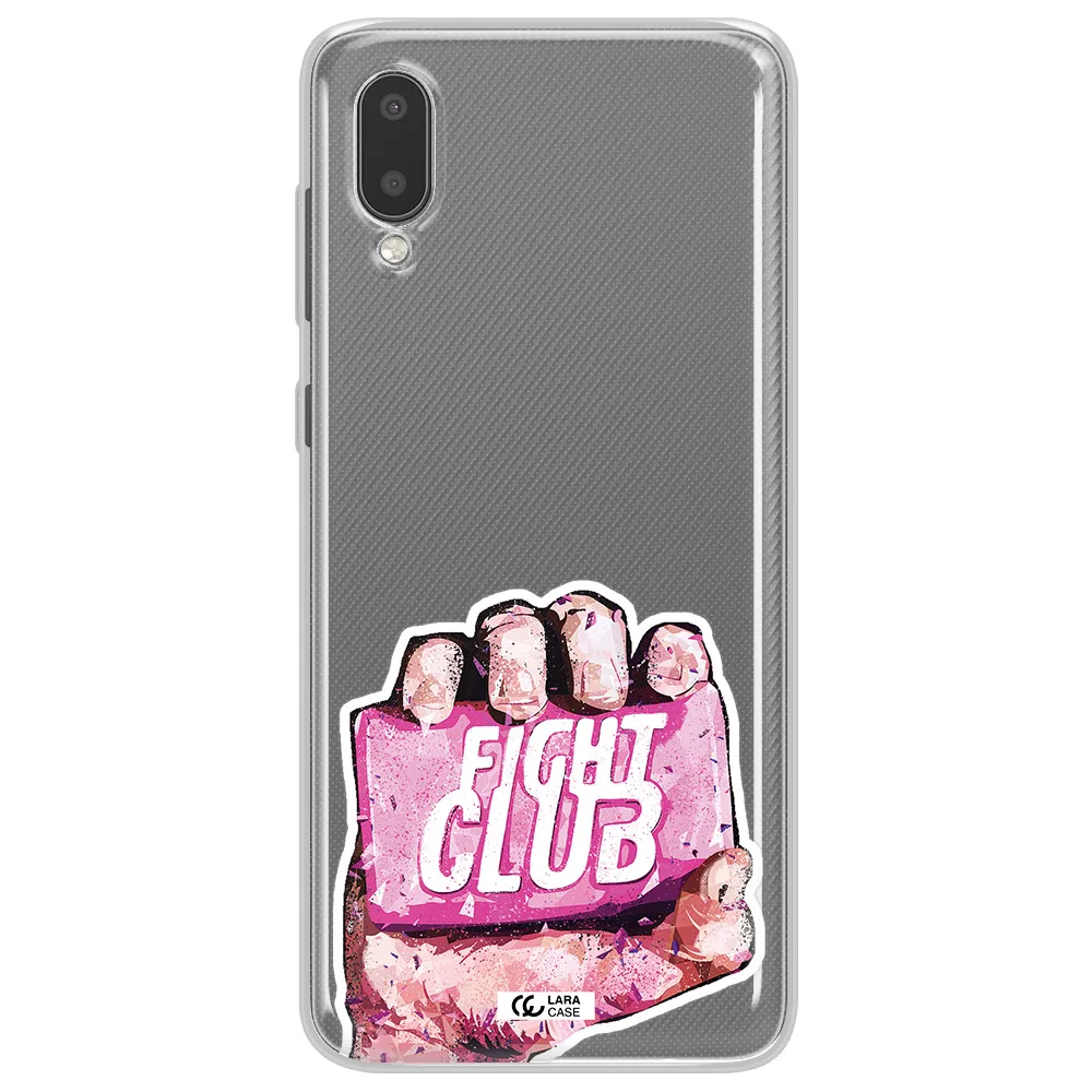 a hand holding a pink bag Samsung A02 Clear TPU Case