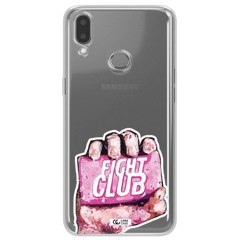 a hand holding a pink bag Samsung A10S Clear TPU Case