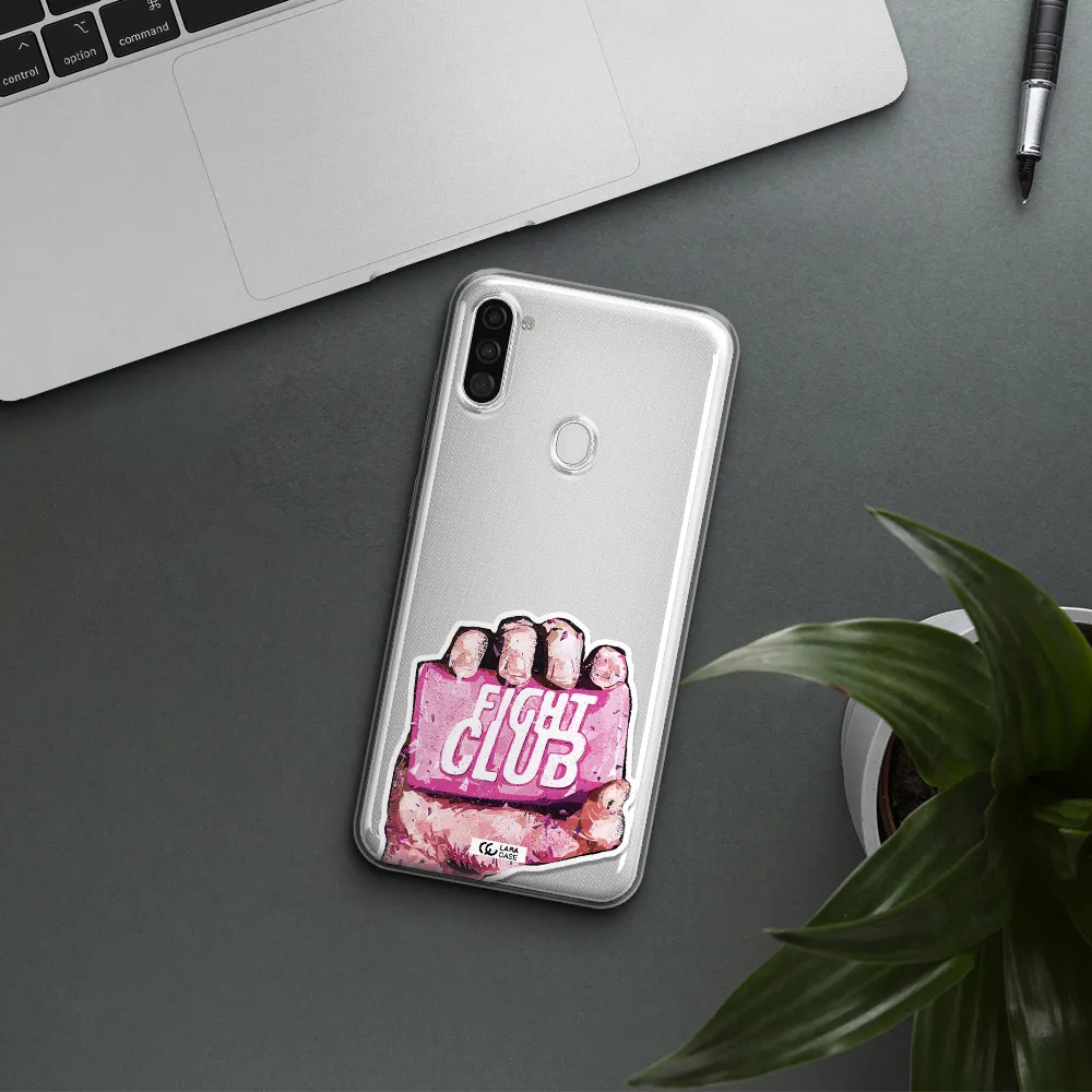 a hand holding a pink bag Samsung A11 Clear TPU Case