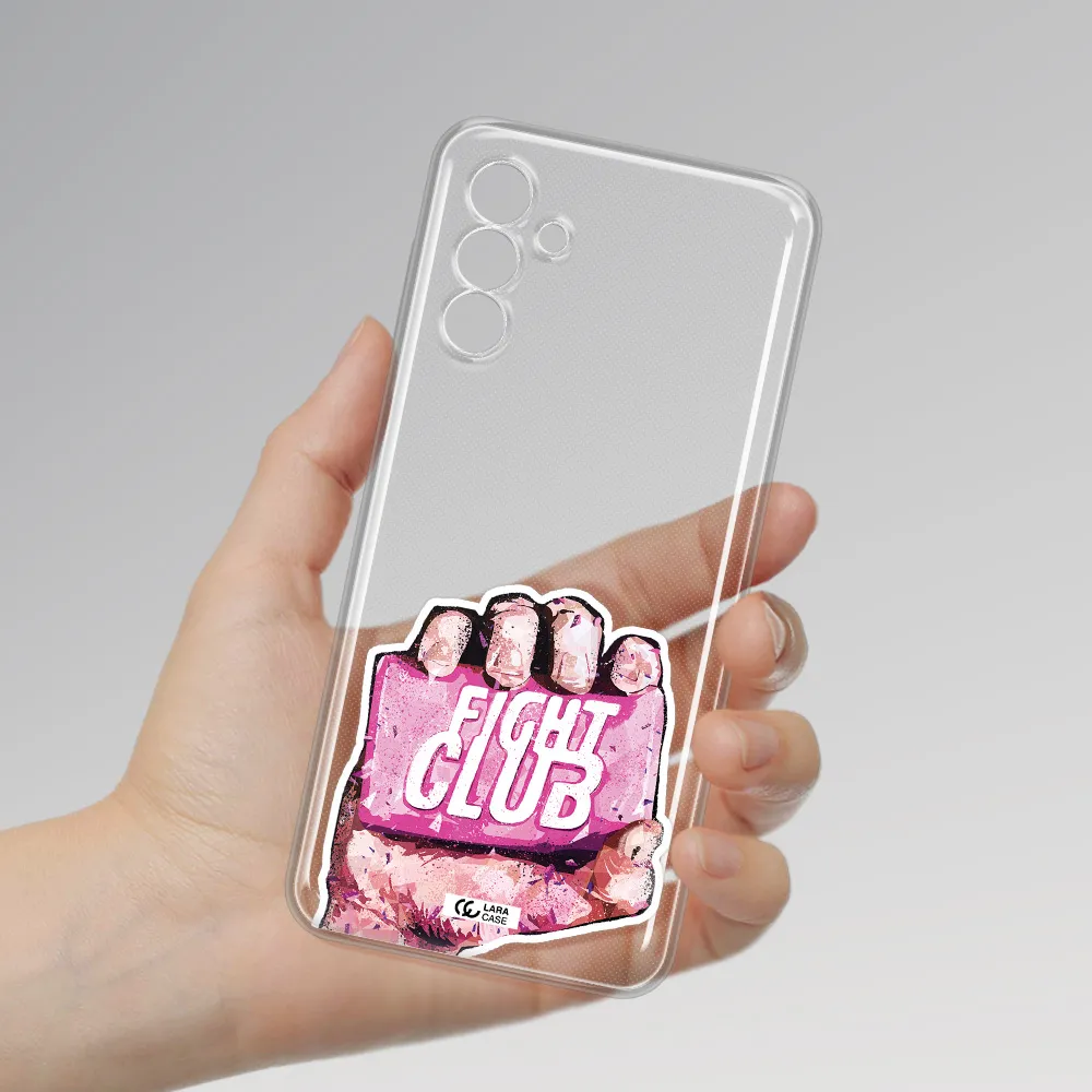 A Hand Holding A Pink Bag Samsung A13 5G Clear Tpu Case