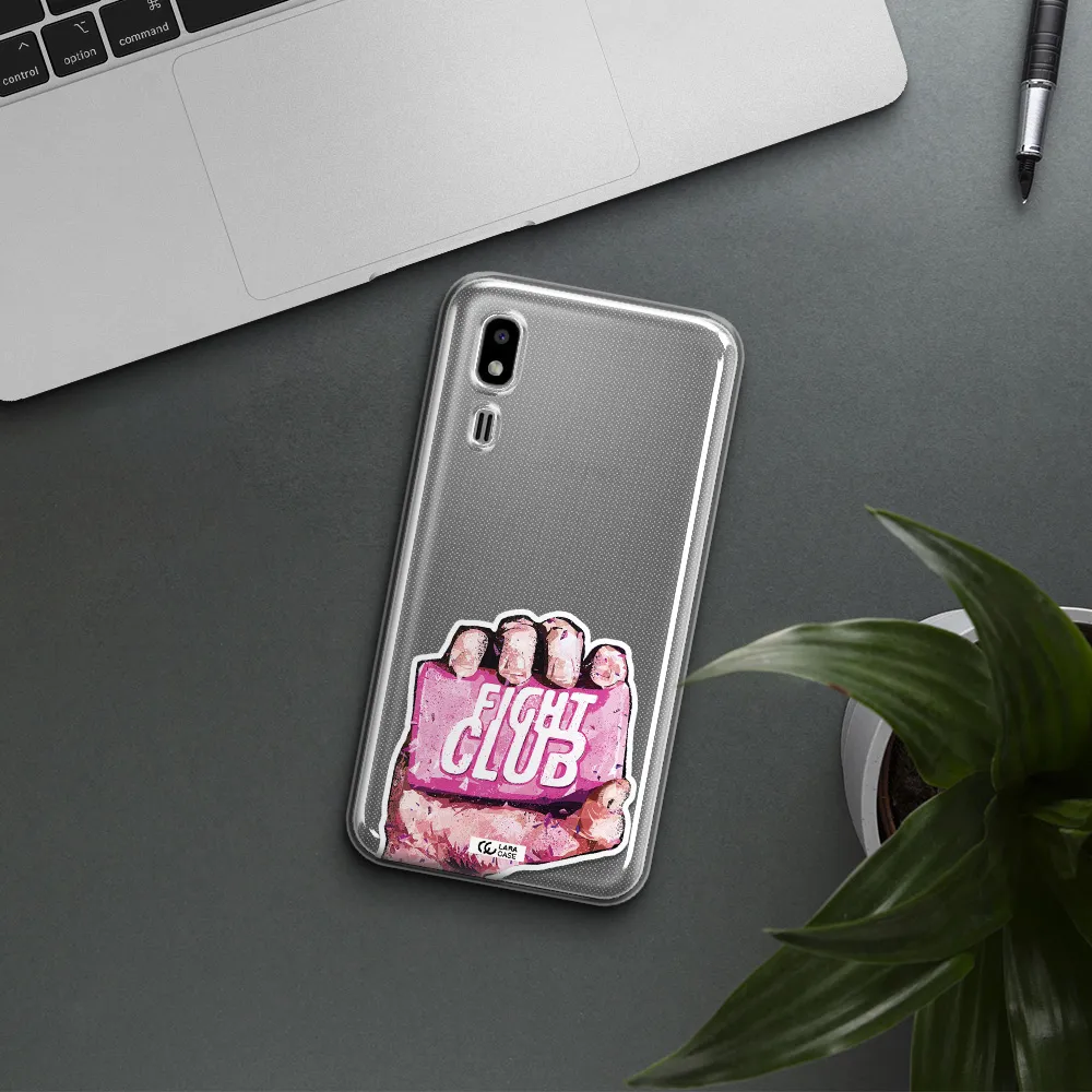 a hand holding a pink bag Samsung A2 Core Clear TPU Case