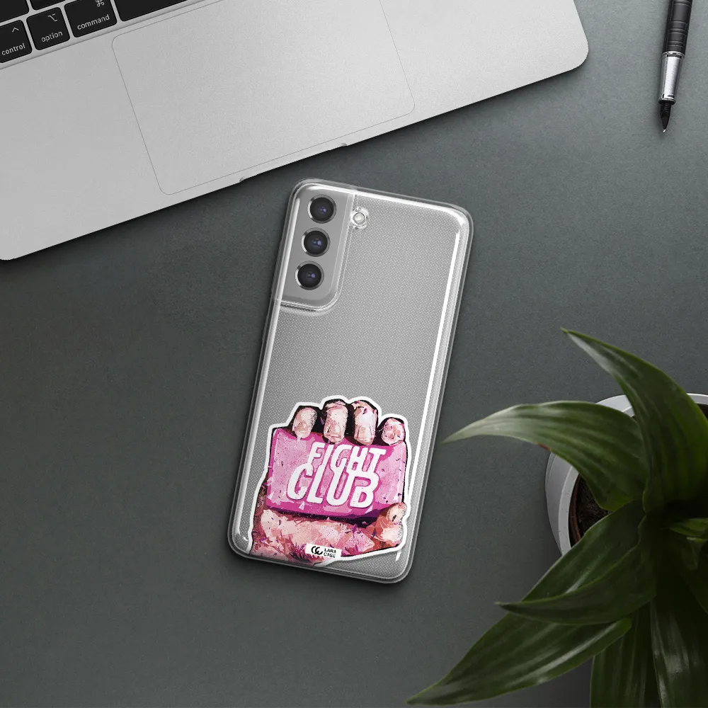 a hand holding a pink bag Samsung A21 Fe Clear TPU Case