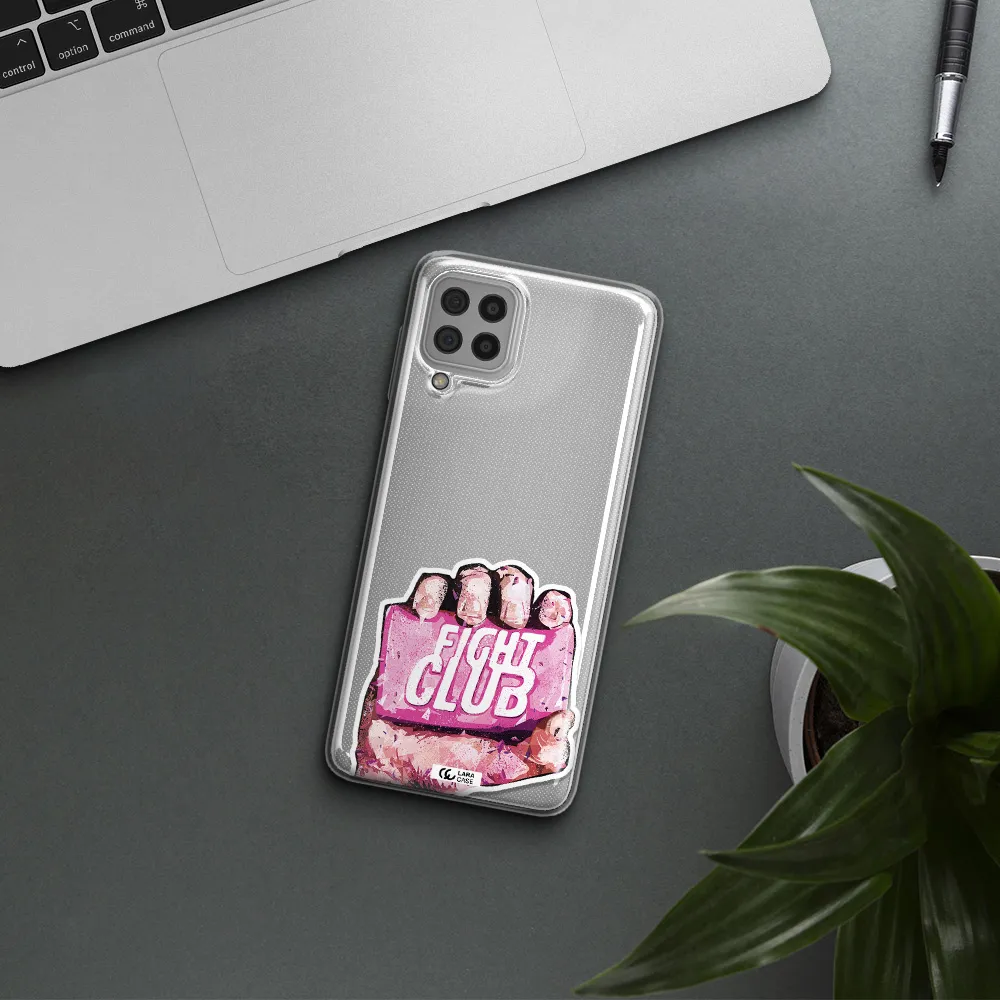 a hand holding a pink bag Samsung A22 4g Clear TPU Case