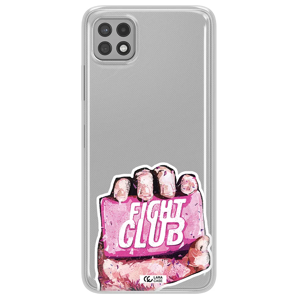 a hand holding a pink bag Samsung A22 5g Clear TPU Case