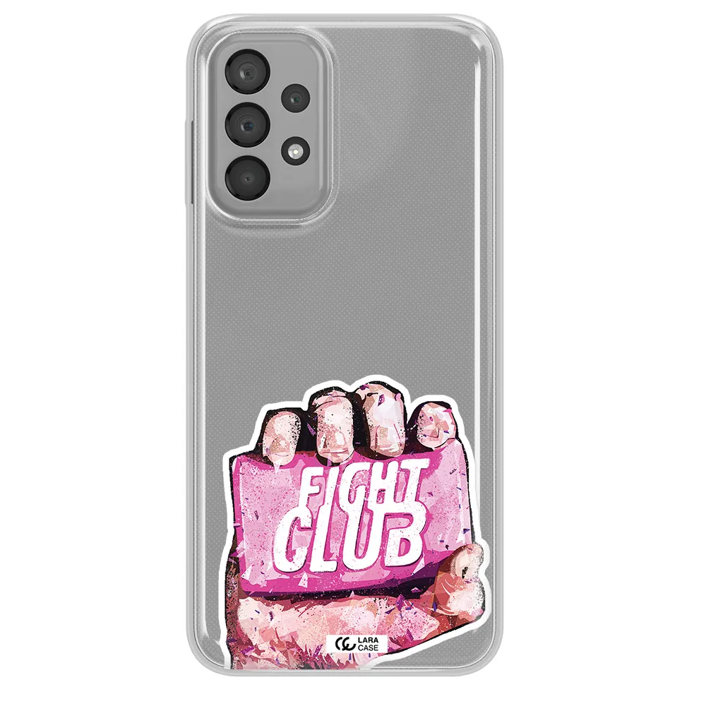 a hand holding a pink bag Samsung A23 Clear TPU Case
