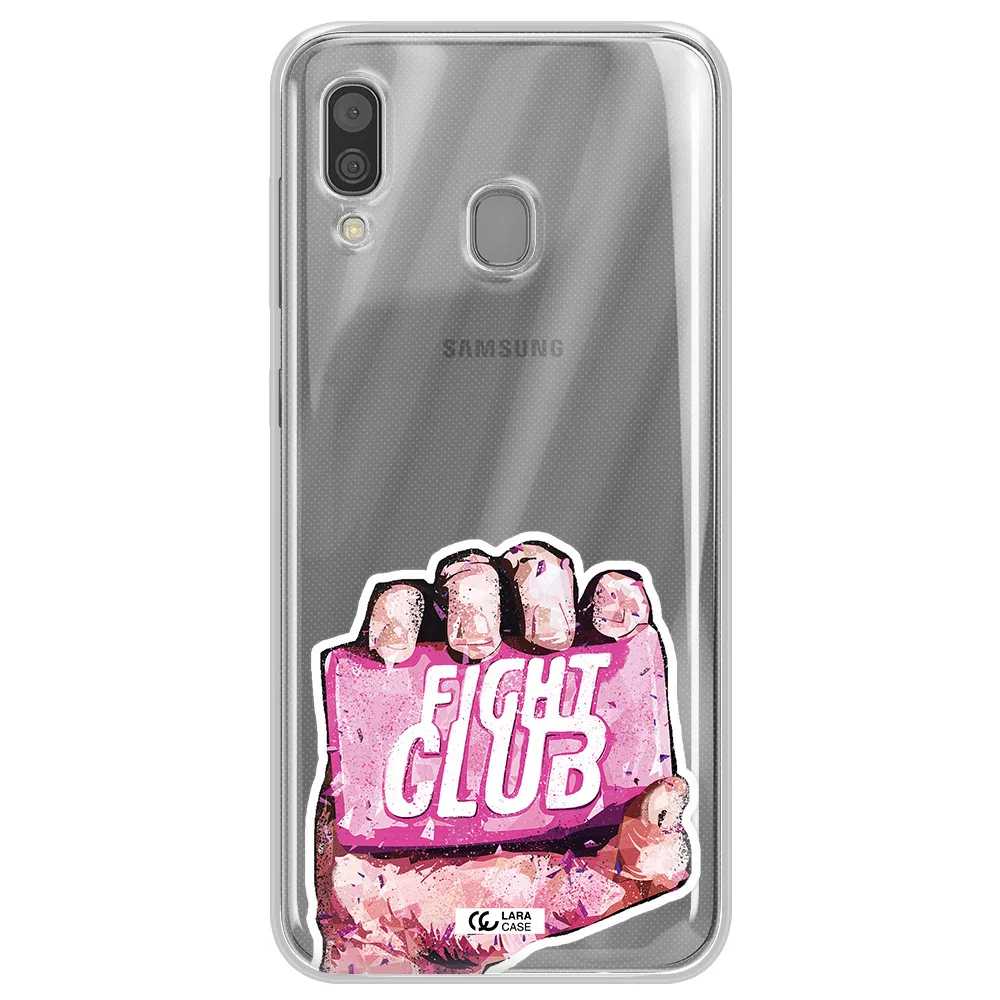 a hand holding a pink bag Samsung A30 Clear TPU Case