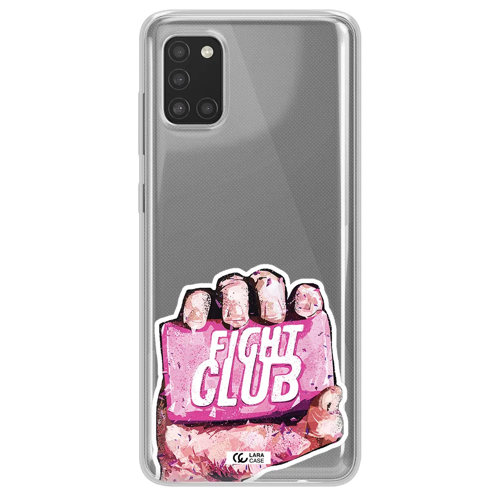 a hand holding a pink bag Samsung A31 Clear TPU Case