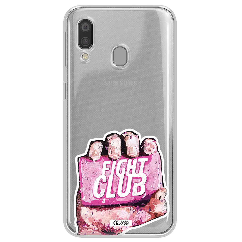 a hand holding a pink bag Samsung A40 Clear TPU Case