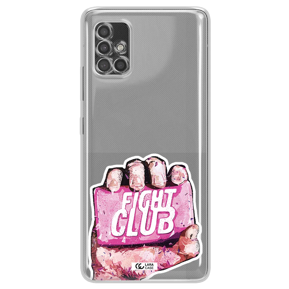 A Hand Holding A Pink Bag Samsung A40S Clear Tpu Case