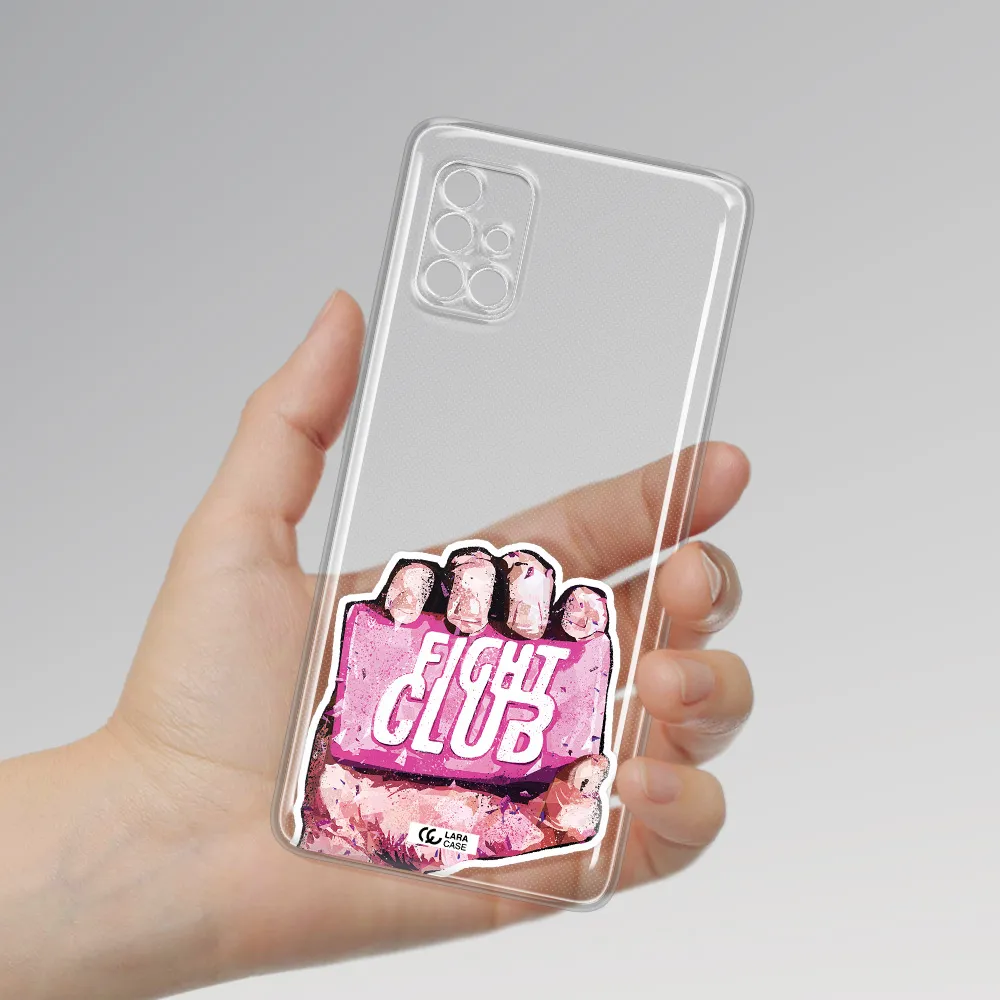 A Hand Holding A Pink Bag Samsung A40S Clear Tpu Case