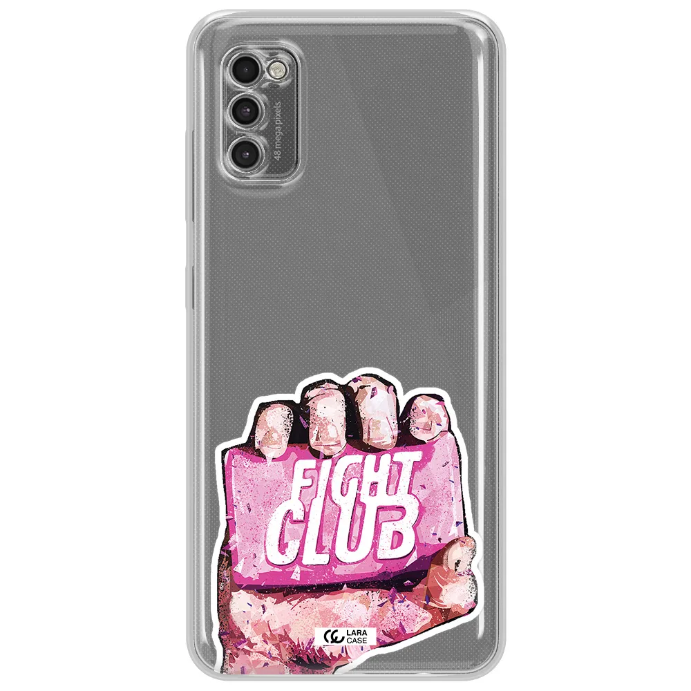 A Hand Holding A Pink Bag Samsung A41 Clear Tpu Case