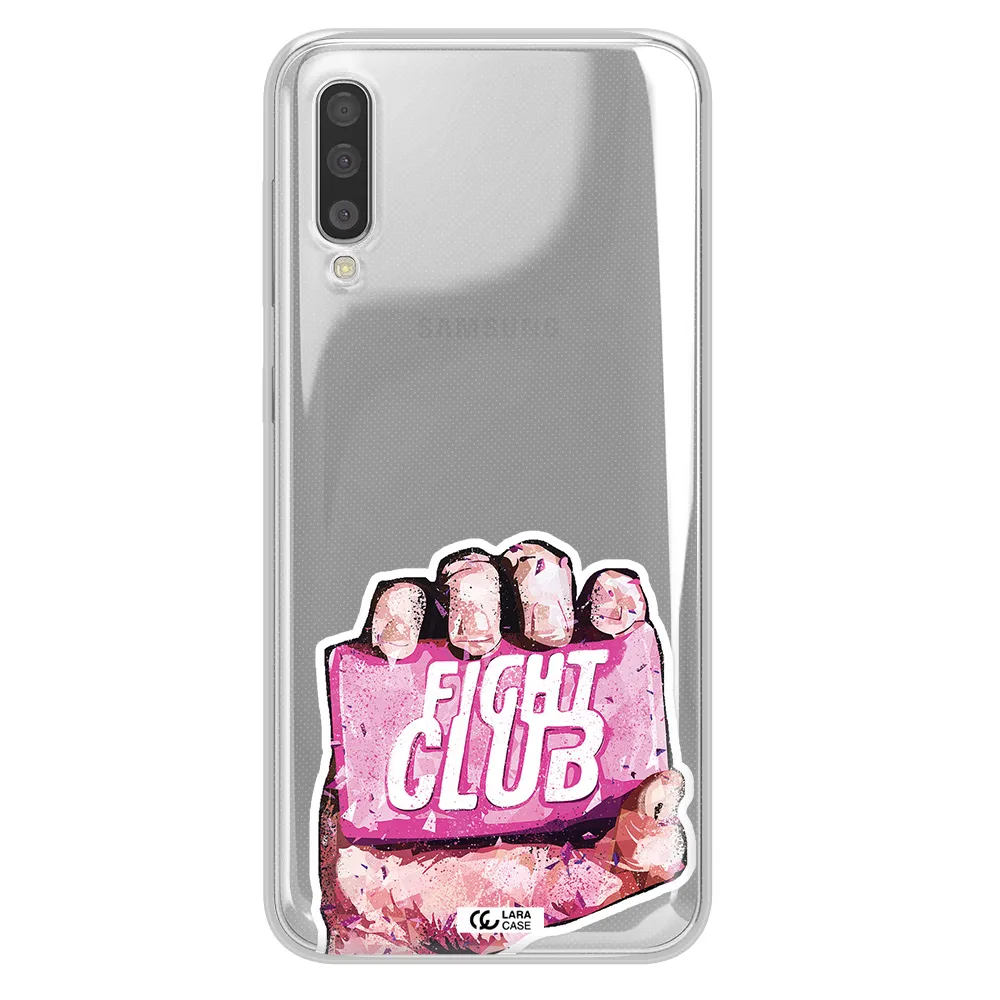 a hand holding a pink bag Samsung A50 Clear TPU Case