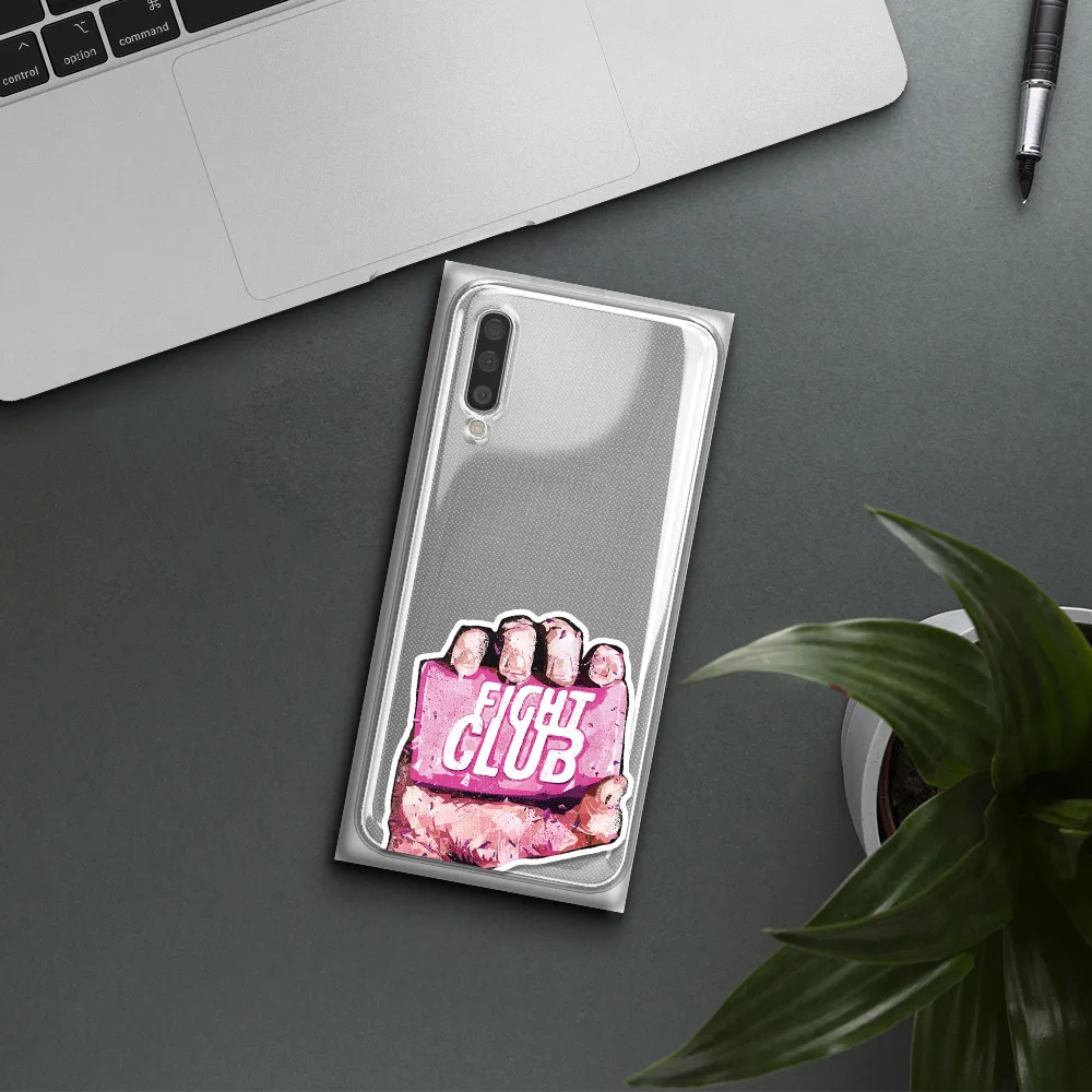 A Hand Holding A Pink Bag Samsung A50S Clear Tpu Case