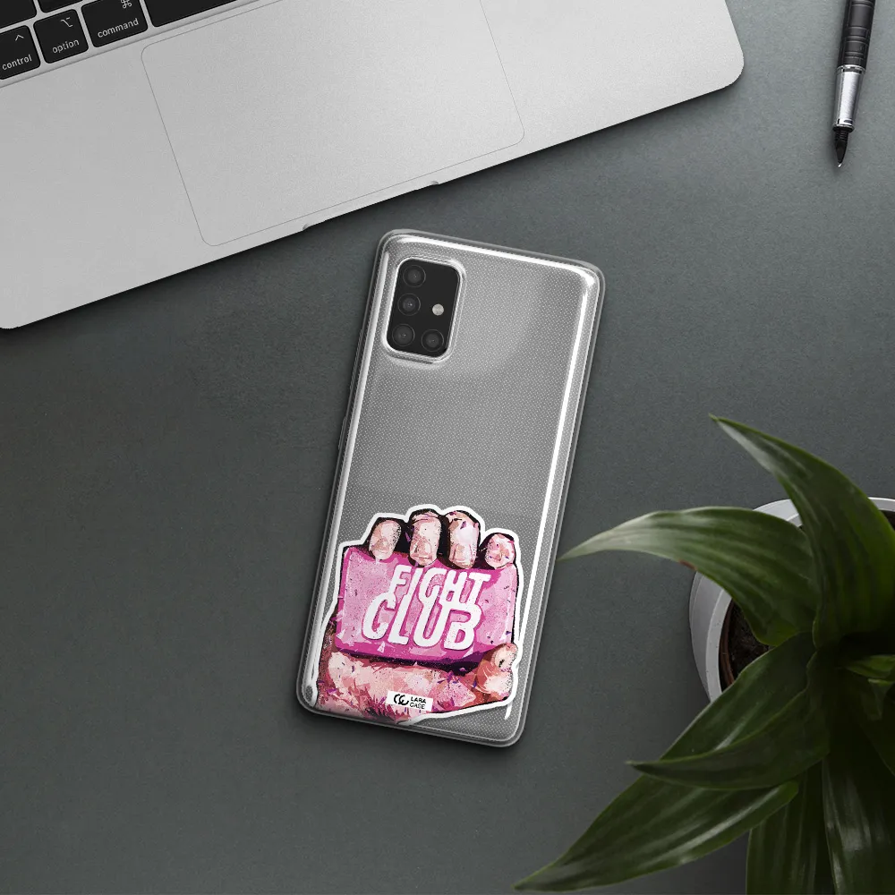 a hand holding a pink bag Samsung A51 Clear TPU Case