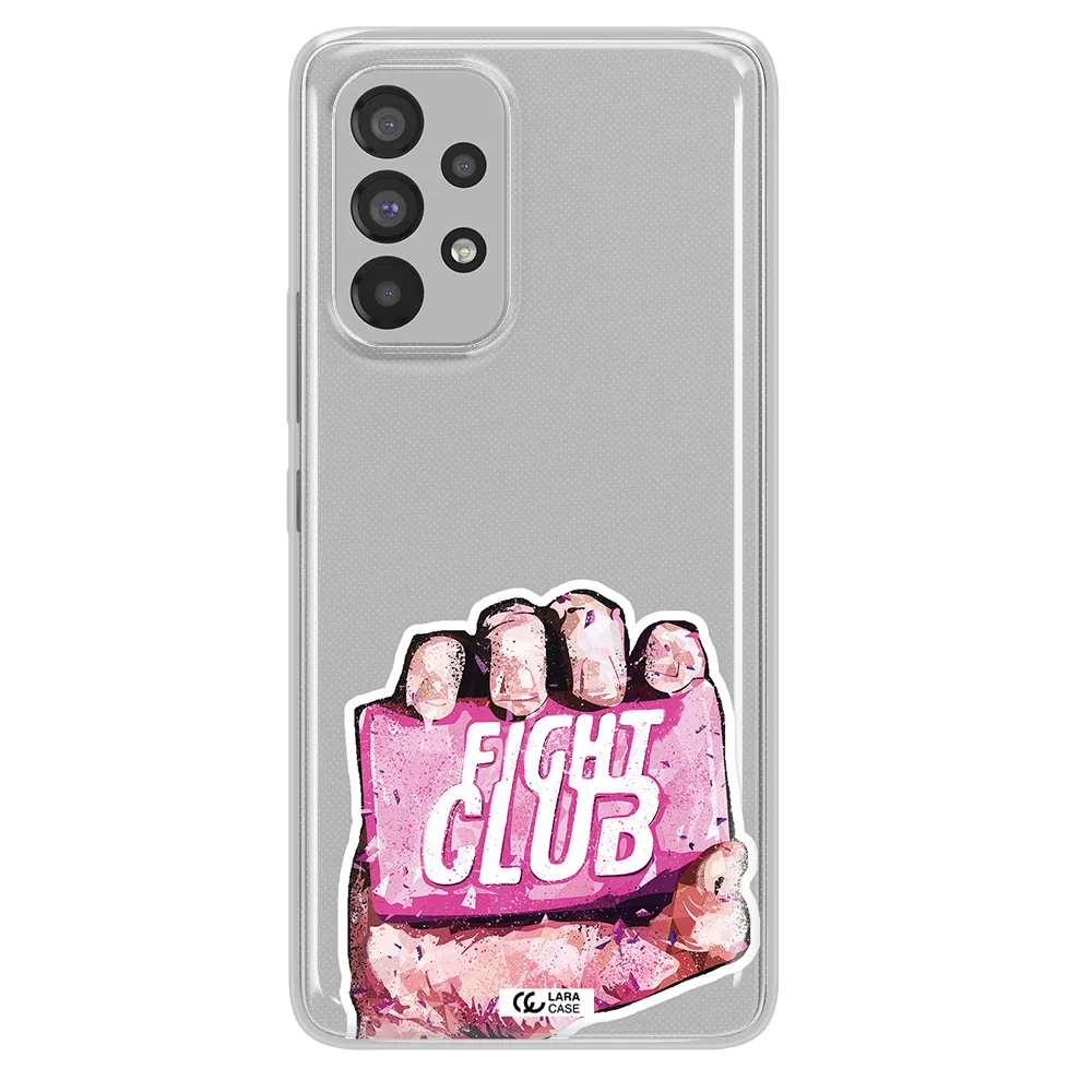 a hand holding a pink bag Samsung A53 Clear TPU Case