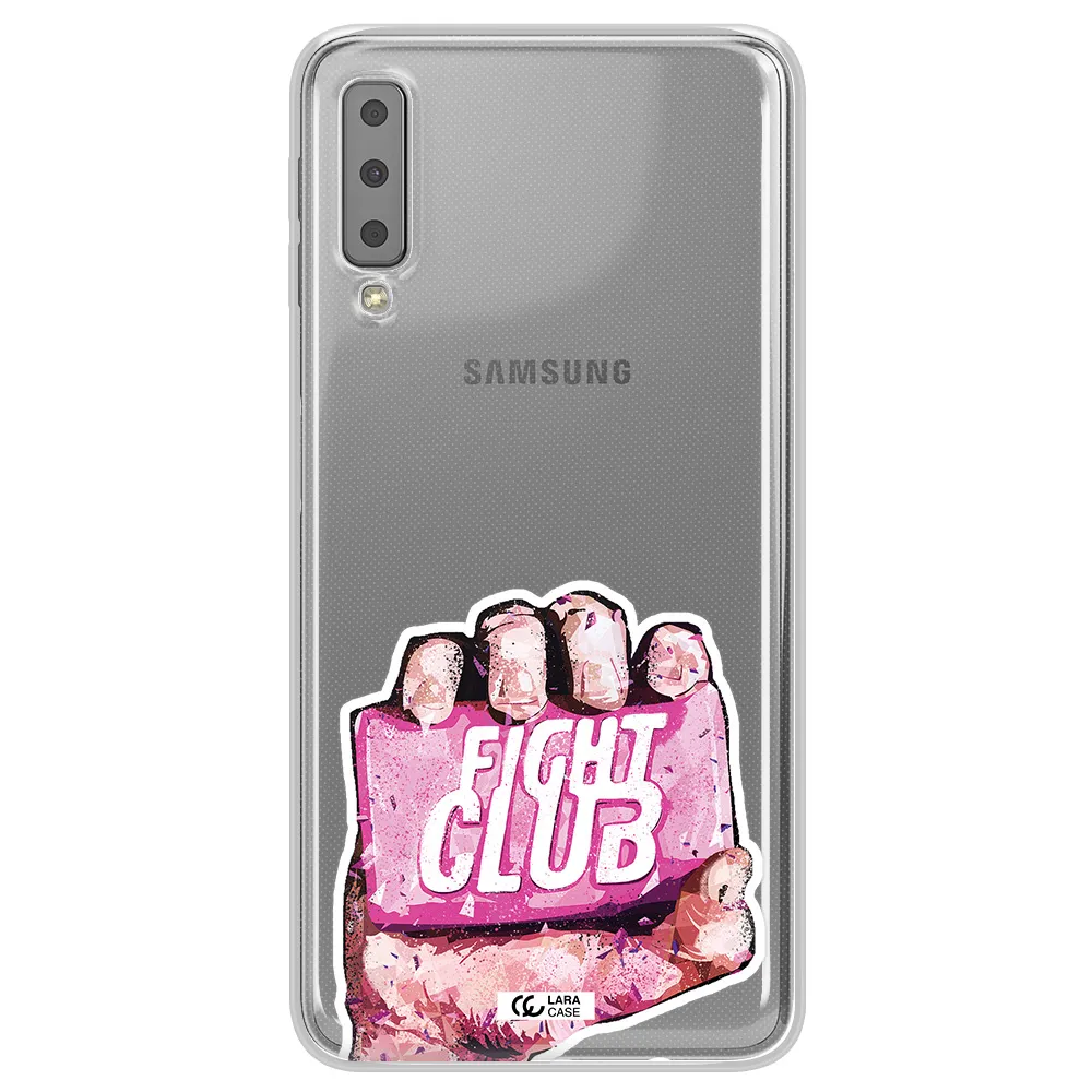 a hand holding a pink bag Samsung A7 2018 Clear TPU Case