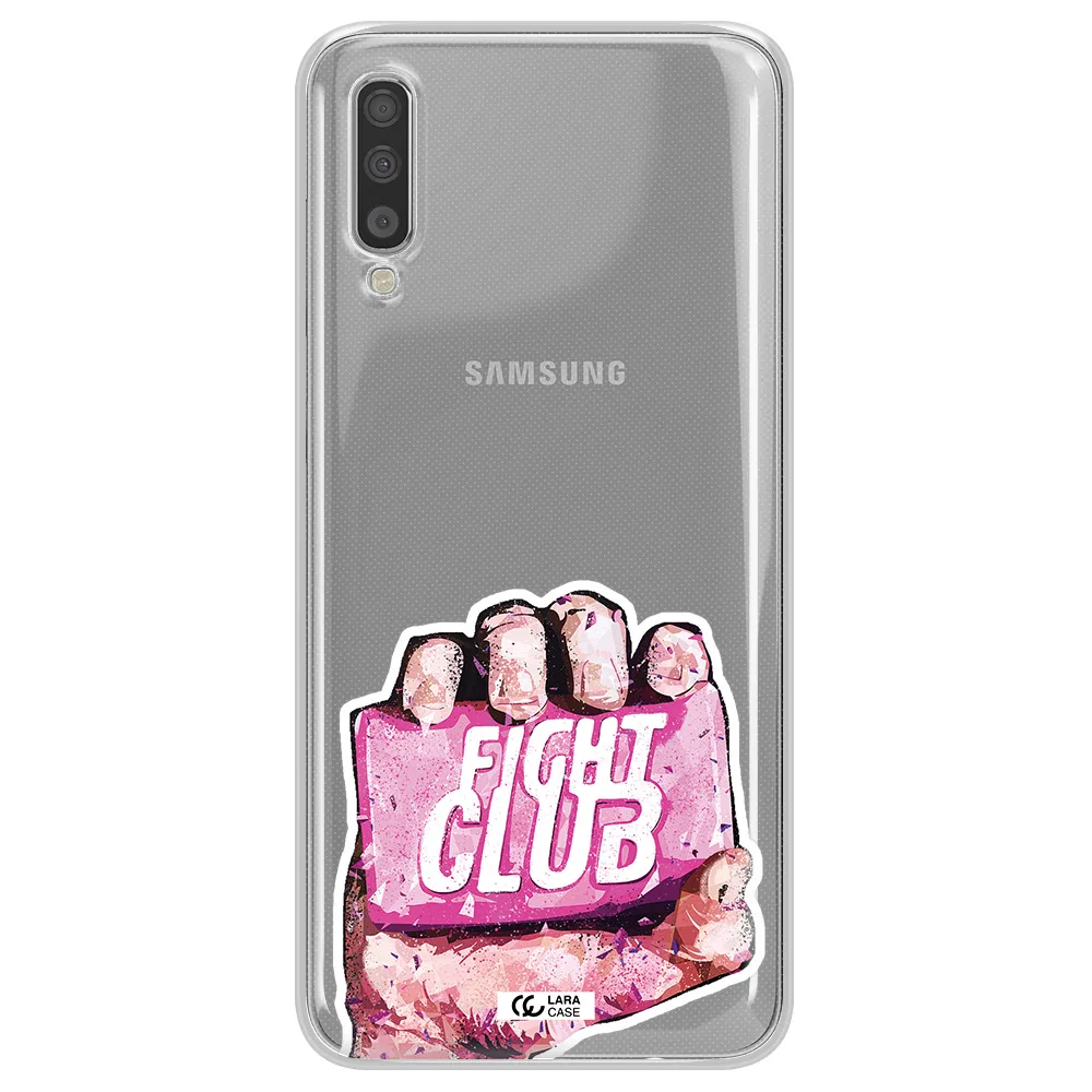 A Hand Holding A Pink Bag Samsung A70S Clear Tpu Case