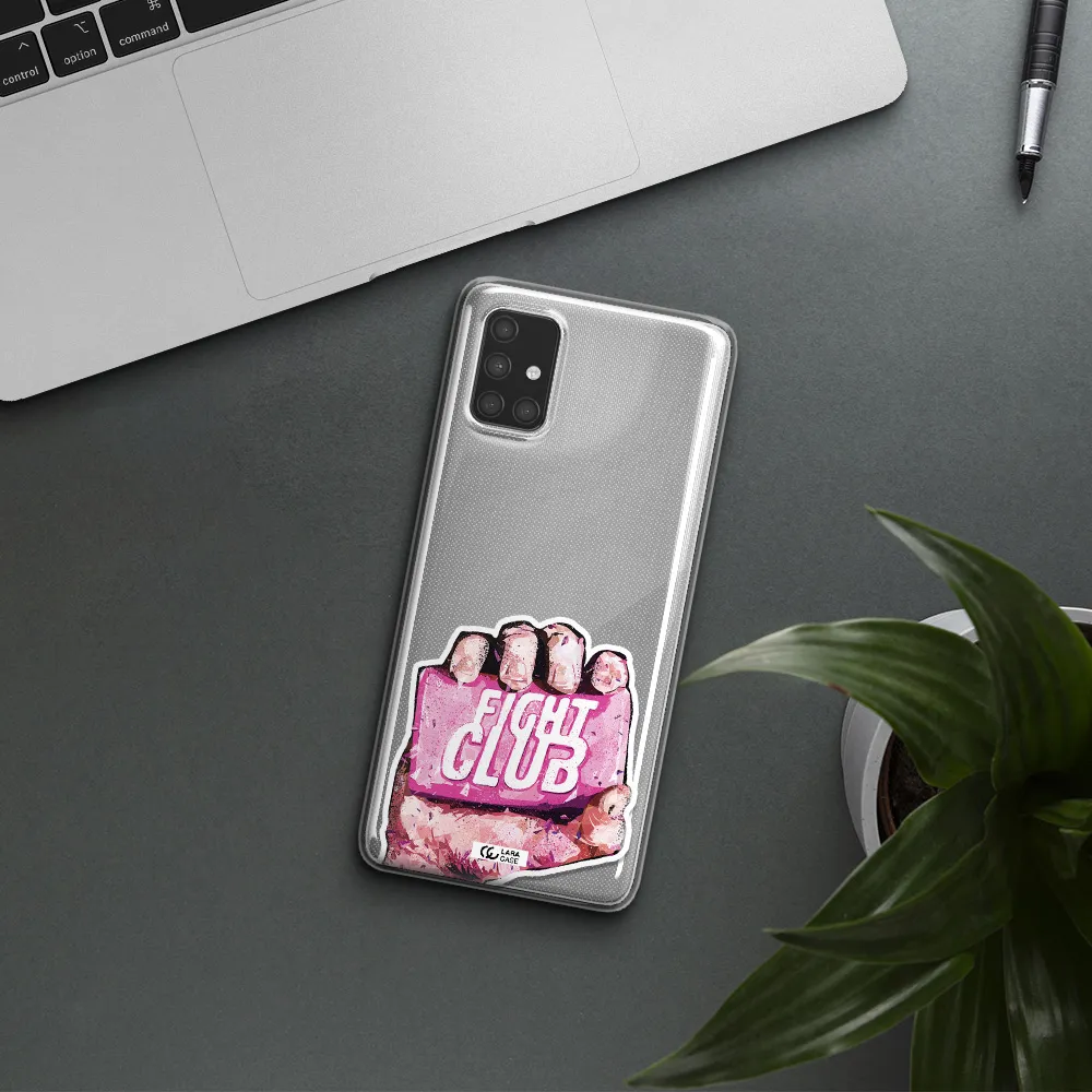 a hand holding a pink bag Samsung A71 Clear TPU Case