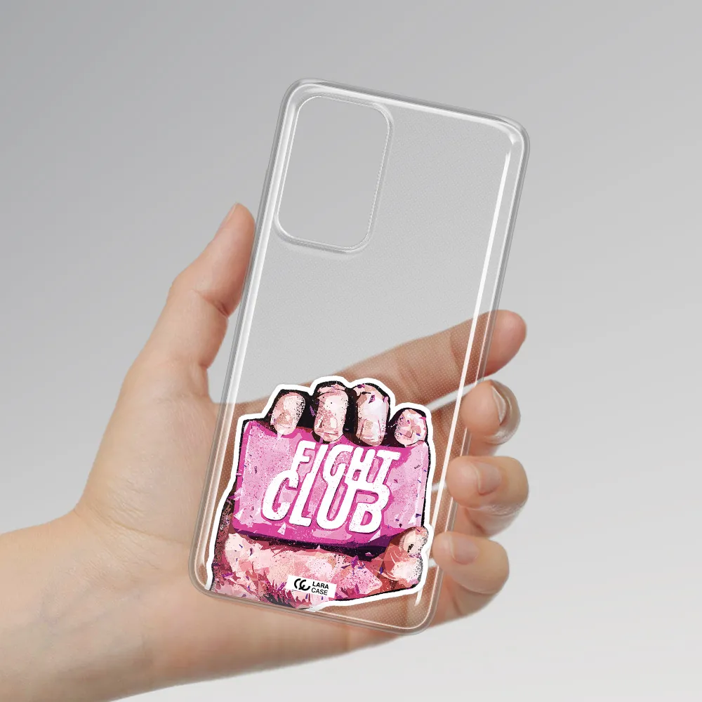 a hand holding a pink bag Samsung A72 Clear TPU Case
