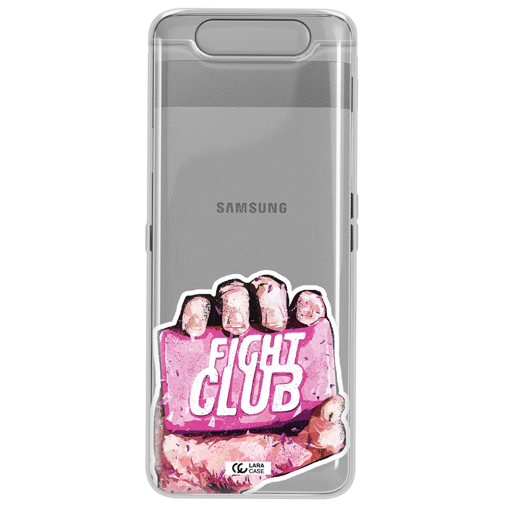 a hand holding a pink bag Samsung A80 Clear TPU Case